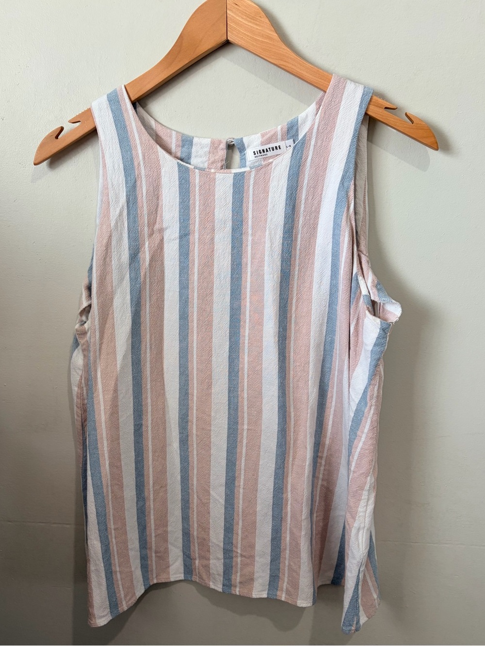 Reitmans Signature Striped Linen Blend Sleeveless Top Size Large